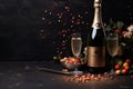 Champagne bottle holiday template Royalty Free Stock Photo