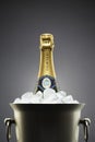 Champagne bottle in ice bucket