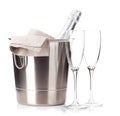 Champagne bottle in ice bucket Royalty Free Stock Photo