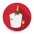 Champagne bottle in an ice bucket icon in flat style isolated on white background. France country symbol stock vector Royalty Free Stock Photo