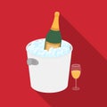 Champagne bottle in an ice bucket icon in flat style isolated on white background. France country symbol stock vector Royalty Free Stock Photo