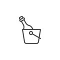 Champagne bottle in the ice bucket line icon Royalty Free Stock Photo