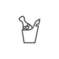 Champagne bottle in the ice bucket line icon Royalty Free Stock Photo