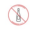 Champagne bottle line icon. Anniversary alcohol sign. Vector