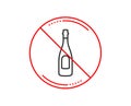 Champagne bottle line icon. Anniversary alcohol sign. Vector