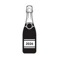 2026 champagne bottle minimal 2D flat solid vector icon Royalty Free Stock Photo