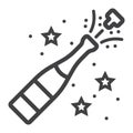 Champagne bottle pop line icon, New year Royalty Free Stock Photo