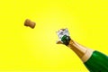 Champagne bottle pops Royalty Free Stock Photo