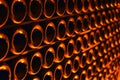 Champagne bottles in wine cellar. Royalty Free Stock Photo