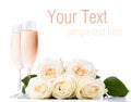 Champagne and a bouquet of roses, ready template Royalty Free Stock Photo