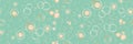 Champagne bubbles vector seamless border. Hand drawn fizzy overlapping droplets gold teal banner. Elegant sparkling Royalty Free Stock Photo