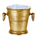 Champagne bucket, full with ice isolated on white Royalty Free Stock Photo