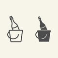 Champagne in a bucket line and solid icon. New Year holiday celebration outline style pictogram on white background Royalty Free Stock Photo