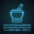 Champagne bucket neon light icon