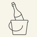 Champagne in a bucket thin line icon. New Year holiday celebration outline style pictogram on white background. Bottle Royalty Free Stock Photo