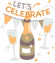 Champagne Celebration Lettering Sticker