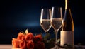 Champagne celebration, wine drink, romance on elegant table generated by AI