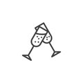 Champagne cheers glasses line icon