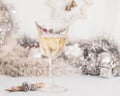 Champagne and Christmas decorations