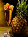 Champagne cocktail with cherry and pineapple 59 Royalty Free Stock Photo