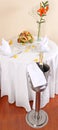 Champagne cooler, bottle, glasses, rose Royalty Free Stock Photo