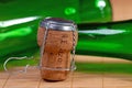 Champagne cork and agraffe in a close-up Royalty Free Stock Photo