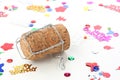 Champagne cork and confetti Royalty Free Stock Photo