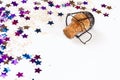 Champagne Cork and Confetti Royalty Free Stock Photo