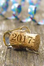 Champagne cork for luck at new years 2017 Royalty Free Stock Photo