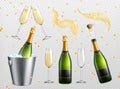 Champagne Essentials Transparent Set Royalty Free Stock Photo