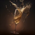 Champagne Explosion With Toast Of Flutes. Royalty Free Stock Photo