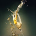 Champagne Explosion With Toast Of Flutes. Royalty Free Stock Photo