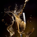 Champagne Explosion With Toast Of Flutes. Royalty Free Stock Photo