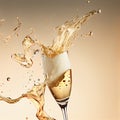 Champagne Explosion With Toast Of Flutes. Royalty Free Stock Photo