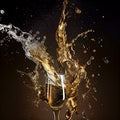 Champagne Explosion With Toast Of Flutes. Royalty Free Stock Photo