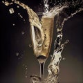 Champagne Explosion With Toast Of Flutes. Royalty Free Stock Photo