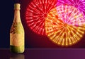 Champagne fireworks concept banner, cartoon style