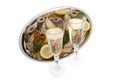 Champagne with fish plate