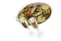 Champagne with fish plate