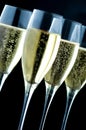 Champagne Flutes on Black Background