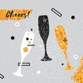 Champagne flutes. Cheerful holiday. Alcoholic beverages. Party celebration. Royalty Free Stock Photo