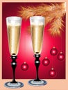 Champagne flutes and Christmas tree Royalty Free Stock Photo