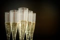 Champagne flutes glasses isolated on black background