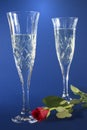 Champagne flutes and rose Royalty Free Stock Photo