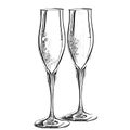 Champagne flutes sketch hand drawn engraving style Royalty Free Stock Photo