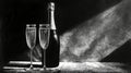 Champagne flutes with sparkling wine on dark background. Concept of luxury, celebration, special occasions, New Year Royalty Free Stock Photo