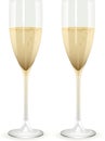 Champagne flutes on a white background