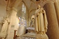 Interior of a small catholic church in Champagne, France. wide view Royalty Free Stock Photo