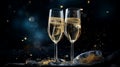 champagne French sparkling wine made from grapes banner copy space background poster greeting card, happy birthday new