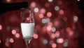 Champagne glass close up on Christmas and New Year holiday bokeh background Royalty Free Stock Photo